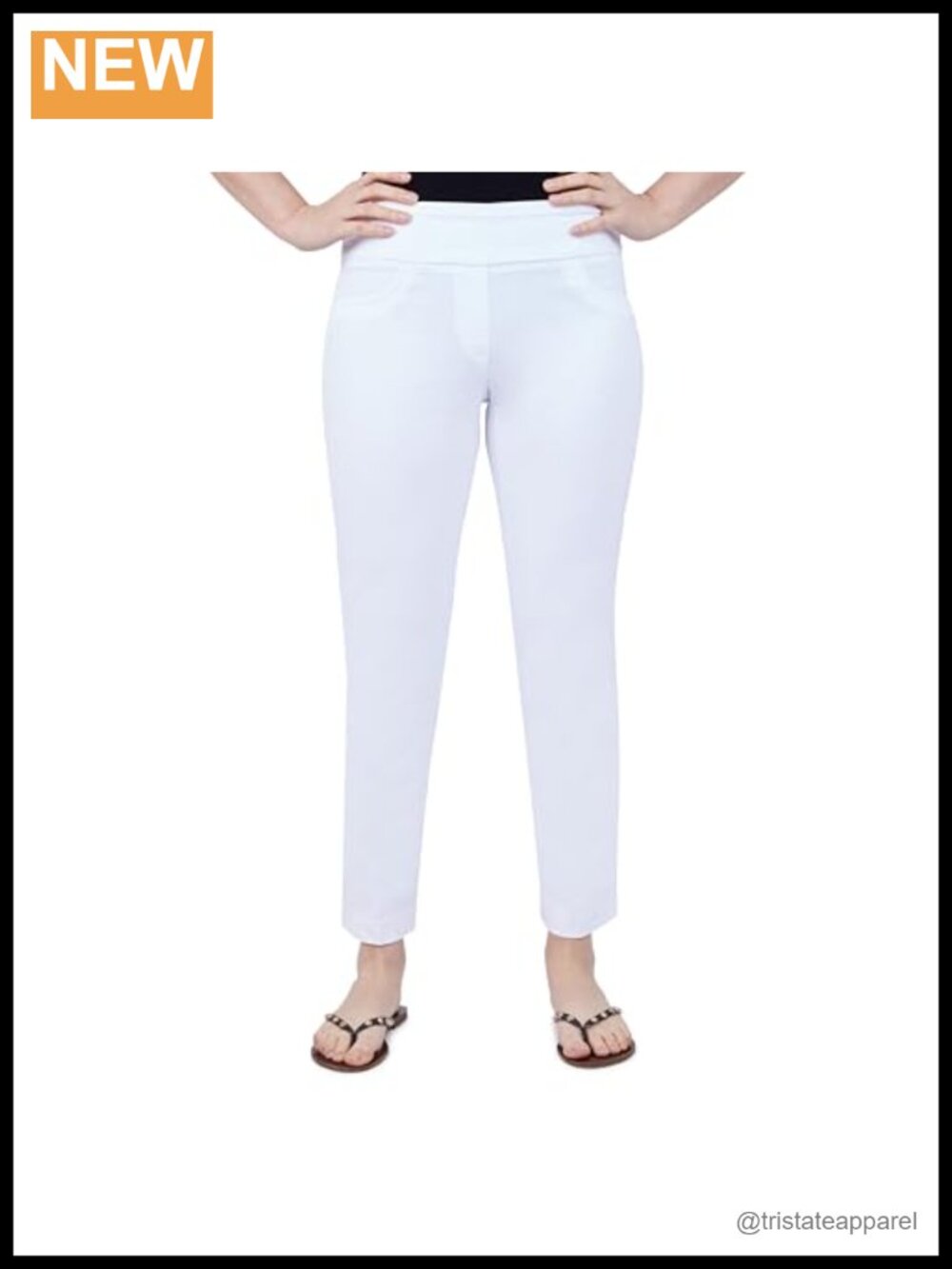 Extra Stretch Pull-On Straight Ankle Pants High Rise Comfort Fit Denim